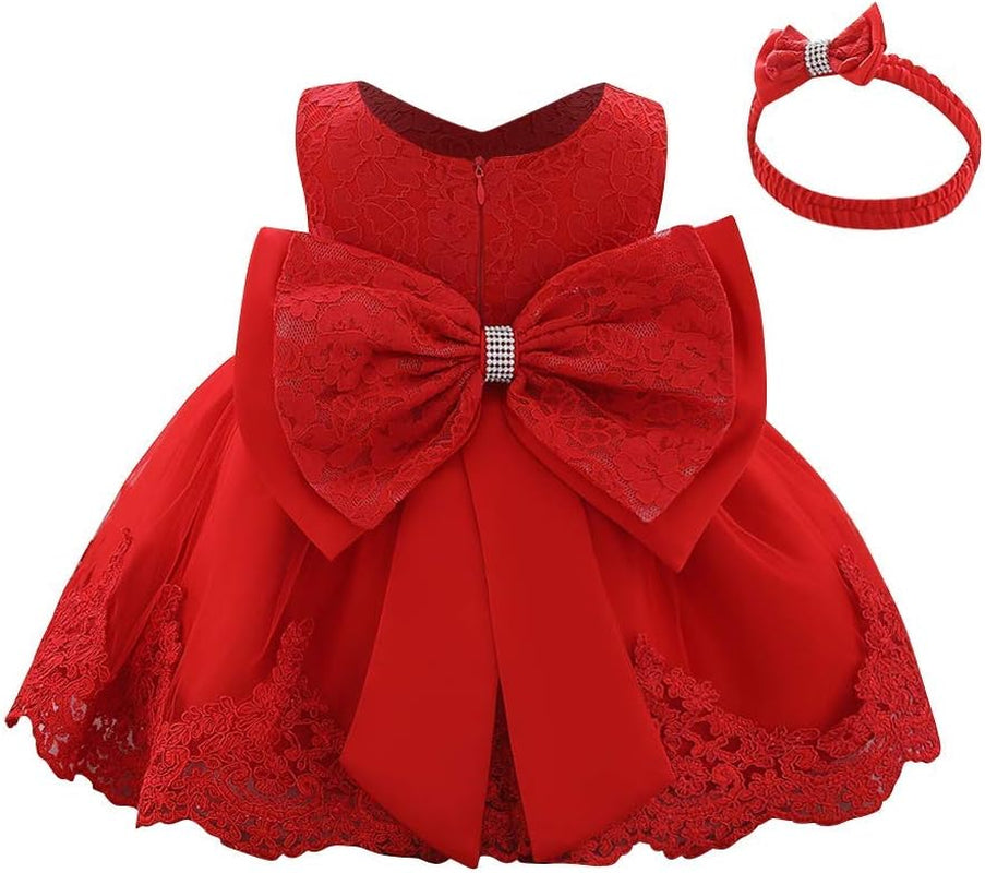 Baby Girl Lace Flower Ruffle Tutu Dress First Christening Baptism Holy Communion