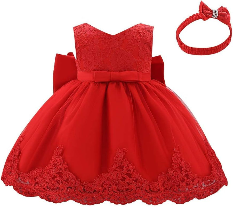 Baby Girl Lace Flower Ruffle Tutu Dress First Christening Baptism Holy Communion