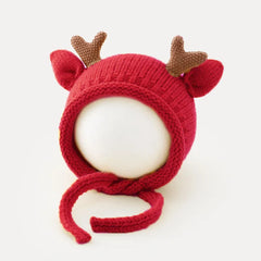 Cute Elk Antlers Baby Hat Winter Warm Knitted Baby Boy Girl Cap Ear Protection Hats Solid Color Kids Children Cap Beanies Bonnet