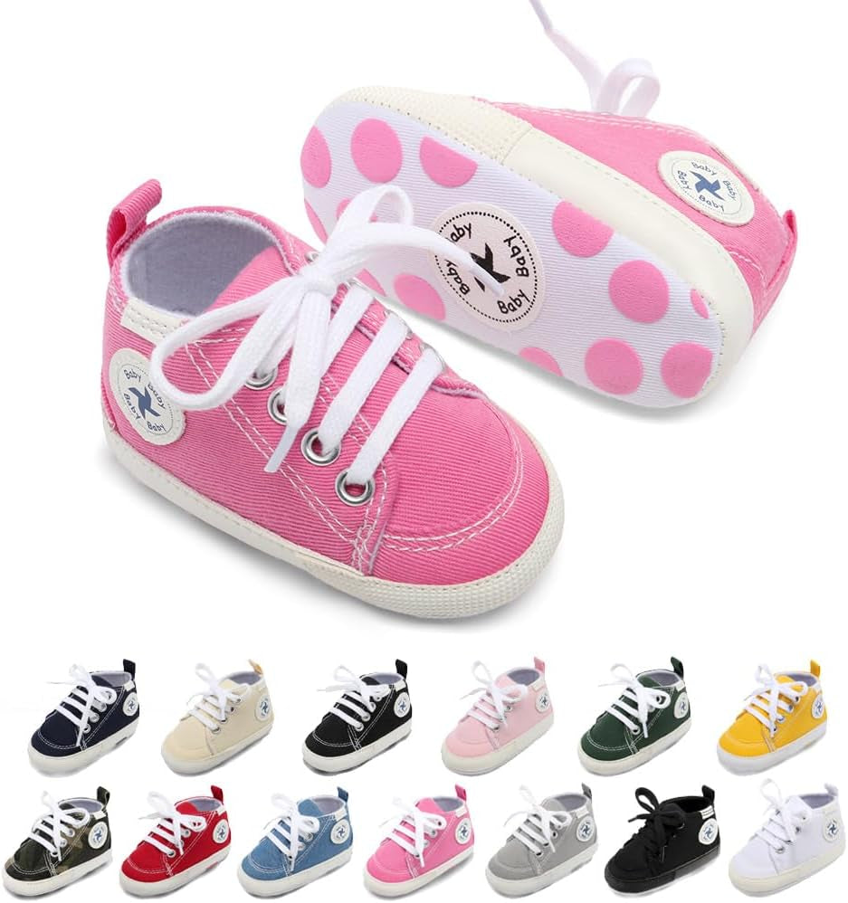Baby Girls Boys Shoes Soft Anti-Slip Sole Newborn First Walkers Star High Top Canvas Denim Unisex Infant Sneaker