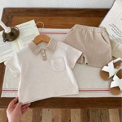 Summer Baby Clothes Set Turn down Collar T-Shirt and Shorts 2Pcs for Boys Toddler Tracksuit Outfit