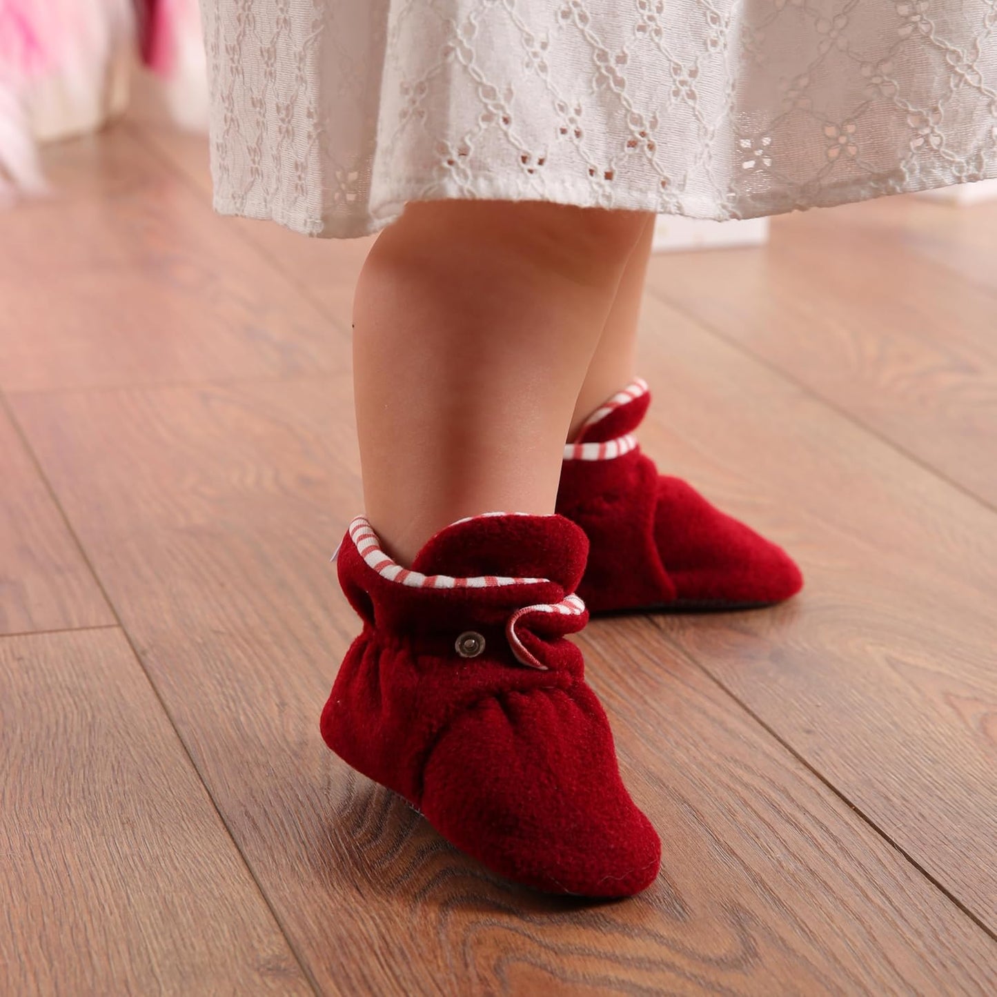 Mini Fleece Booties with Non Skid Bottom | Flexible | for Baby Boys Girls Toddlers