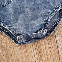 Summer Denim Rompers Toddler Newborn Baby Boys Girls Sleeveless Button Pocket Rompers Jumpsuits One-Piece Casual Outfit