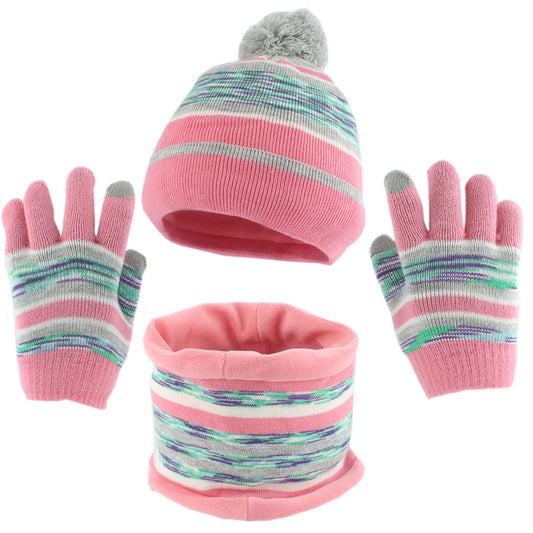 Kids Hats Winter Beanie Hat Mittens Set Warm Fleece Hat Baby Toddler Knitted Hat & Gloves for Boys, Girls
