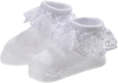 Baby-Girls Eyelet Frilly Lace Socks,Newborn/Infant/Toddler/Little Girls (Pack of 2/3/4/6)