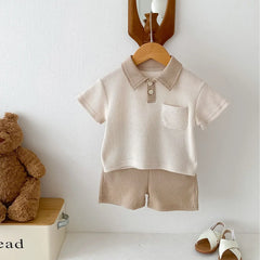 Summer Baby Clothes Set Turn down Collar T-Shirt and Shorts 2Pcs for Boys Toddler Tracksuit Outfit