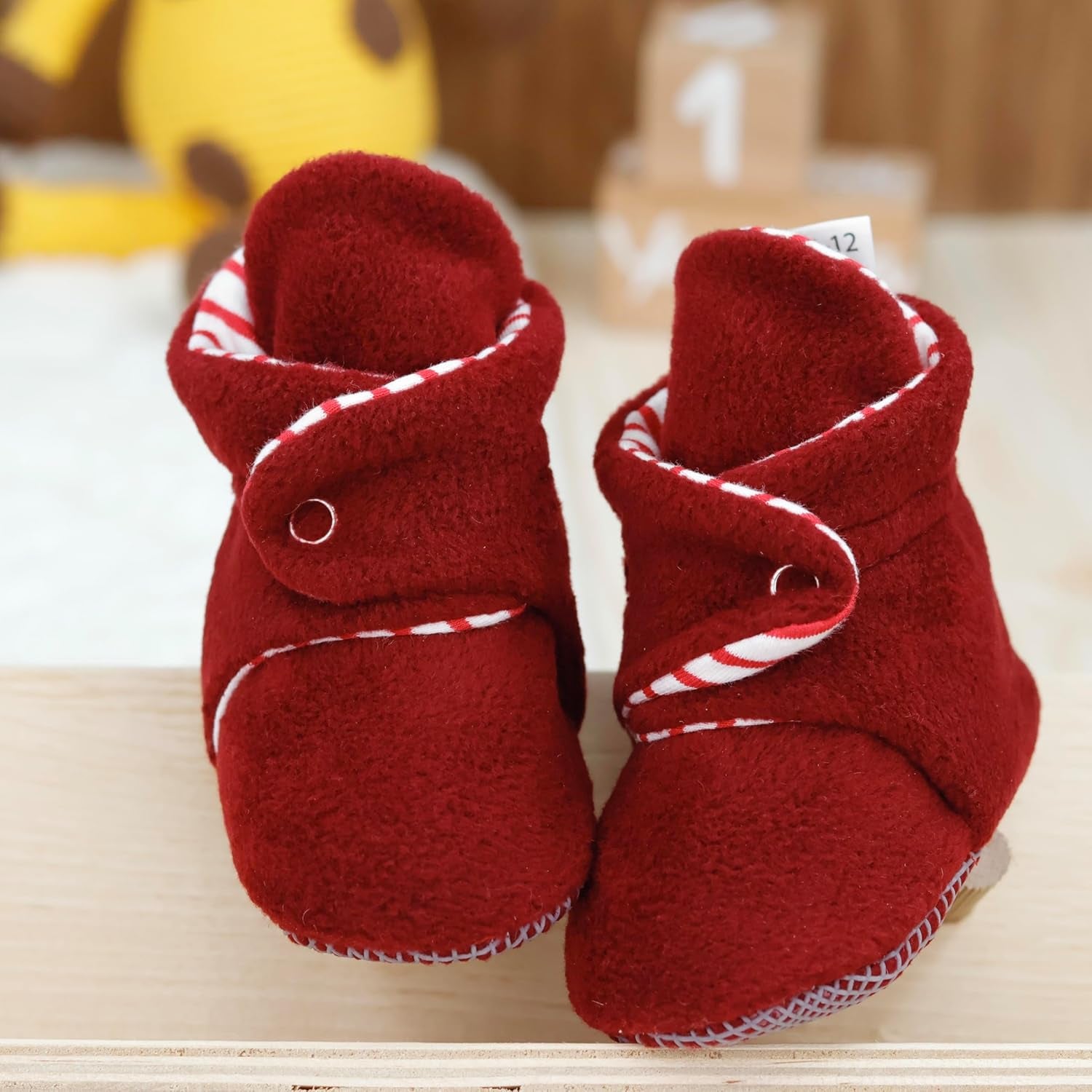 Mini Fleece Booties with Non Skid Bottom | Flexible | for Baby Boys Girls Toddlers