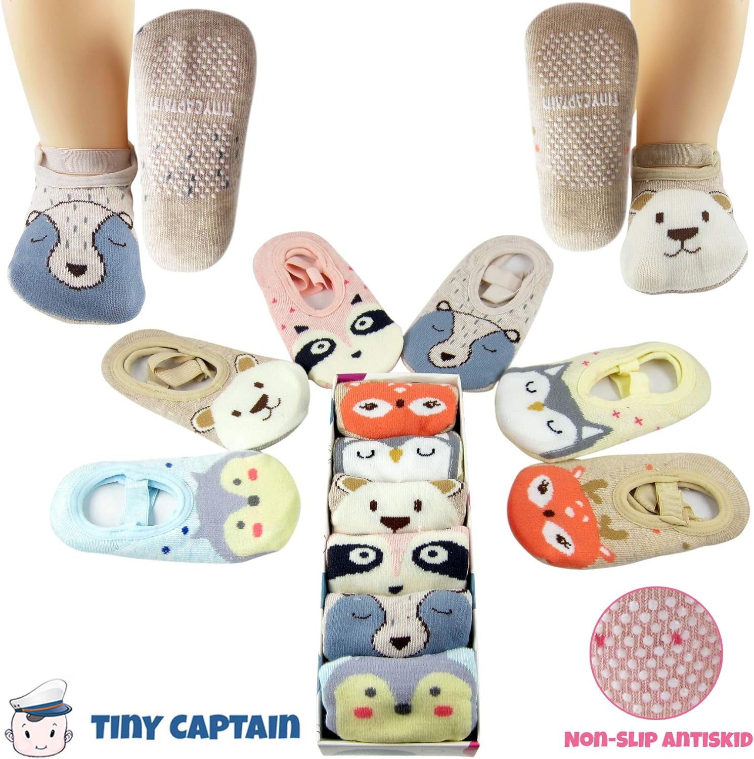 Baby Toddler Girls Grip Socks Gripper Straps Ages 1-3 Year Old anti Slip Animal Socks Age 1 Girls Gift Set