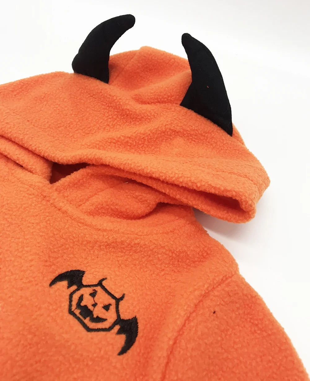 Baby Toddler Halloween Fleece Chic Pumpkin Costume Hooded Romper (90/12-18 Months)