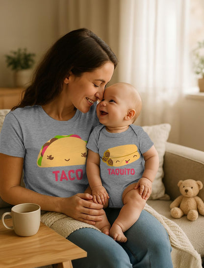 Taco & Taquito Baby Bodysuit & Women'S T-Shirt Set Mommy & Me Matching Outfit