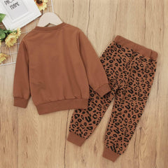 Toddler Baby Girl Leopard Clothes Long Sleeve Pullover Crew Neck Top Sweatshirt Pants Casual Fall Winter Outfits