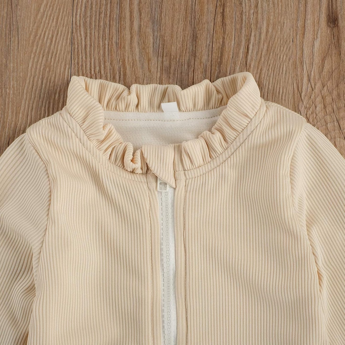 Baby Girls One Piece Swimsuit Zip Rash Guard Swimwear Ruffled Long Sleeve Bathing Suit