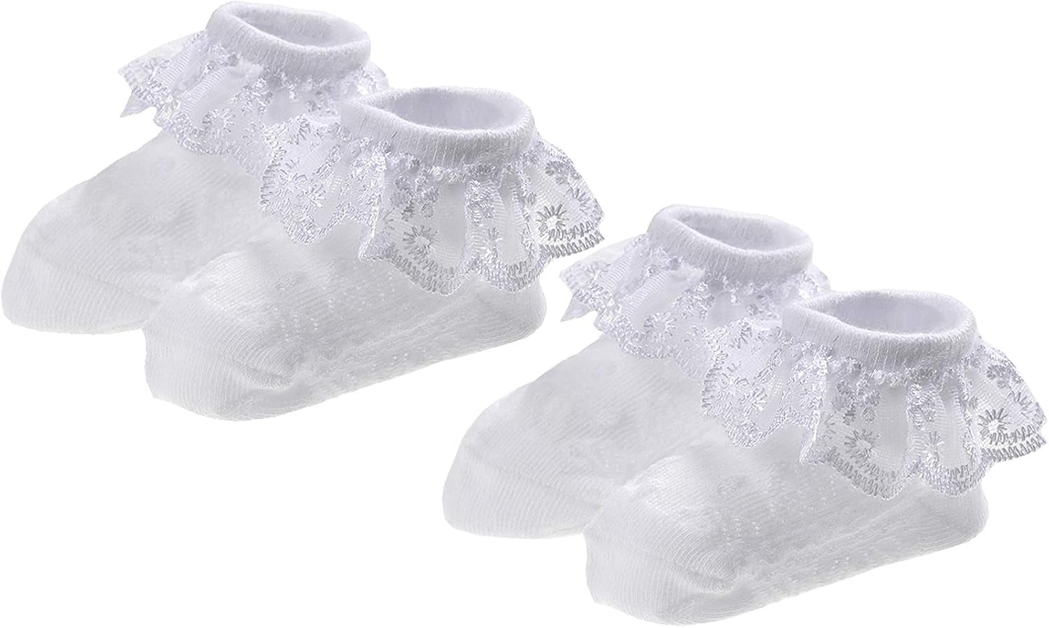 Baby-Girls Eyelet Frilly Lace Socks,Newborn/Infant/Toddler/Little Girls (Pack of 2/3/4/6)