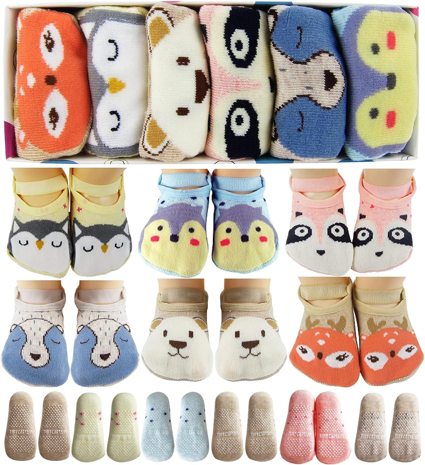 Baby Toddler Girls Grip Socks Gripper Straps Ages 1-3 Year Old anti Slip Animal Socks Age 1 Girls Gift Set