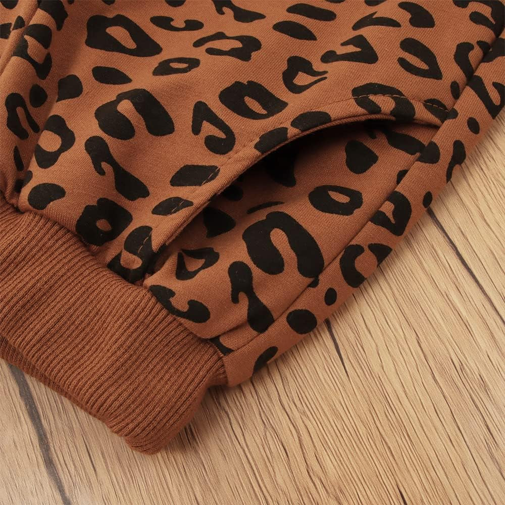 Toddler Baby Girl Leopard Clothes Long Sleeve Pullover Crew Neck Top Sweatshirt Pants Casual Fall Winter Outfits