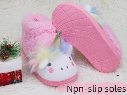 Girls Unicorn Slippers Toddler Girls Slippers Warm Comfortable Anti-Slip House Slippers for Kids Indoor Outdoor(Little Kid/Big Kid)