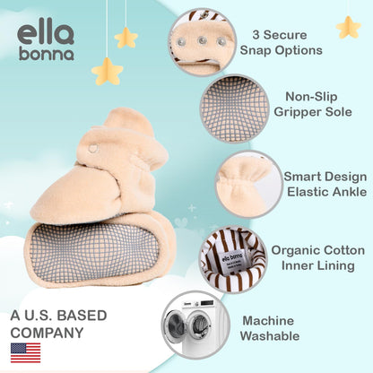 Mini Fleece Booties with Non Skid Bottom | Flexible | for Baby Boys Girls Toddlers