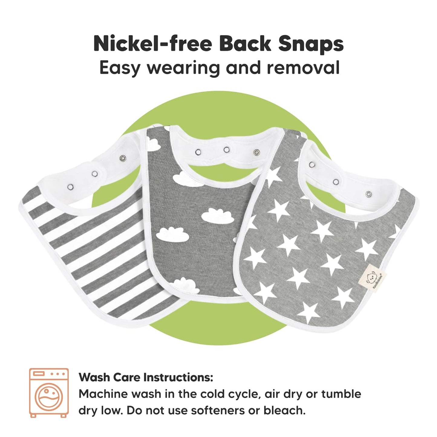 Organic Baby Bibs for Boys & Girls - Organic Cotton Teething Bib - Infant Bibs - Machine Washable Cloth Bib - 0-24 Months Baby Drool Bibs (Grayscale)
