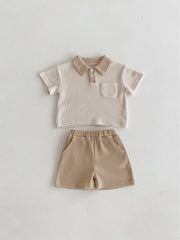Summer Baby Clothes Set Turn down Collar T-Shirt and Shorts 2Pcs for Boys Toddler Tracksuit Outfit
