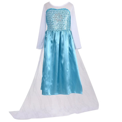 Princess Costumes Birthday Dress up for Little Girls with Crown,Wig,Gloves Accessories 2-7 Years