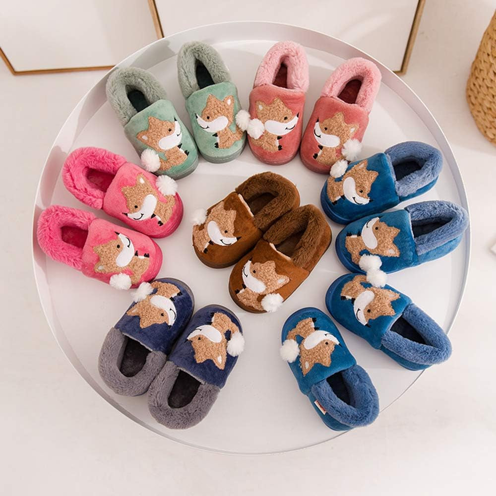 Toddler Boys Girls Slippers Fluffy Little Kids House Slippers Warm Fur Cute Animal Home Slipper