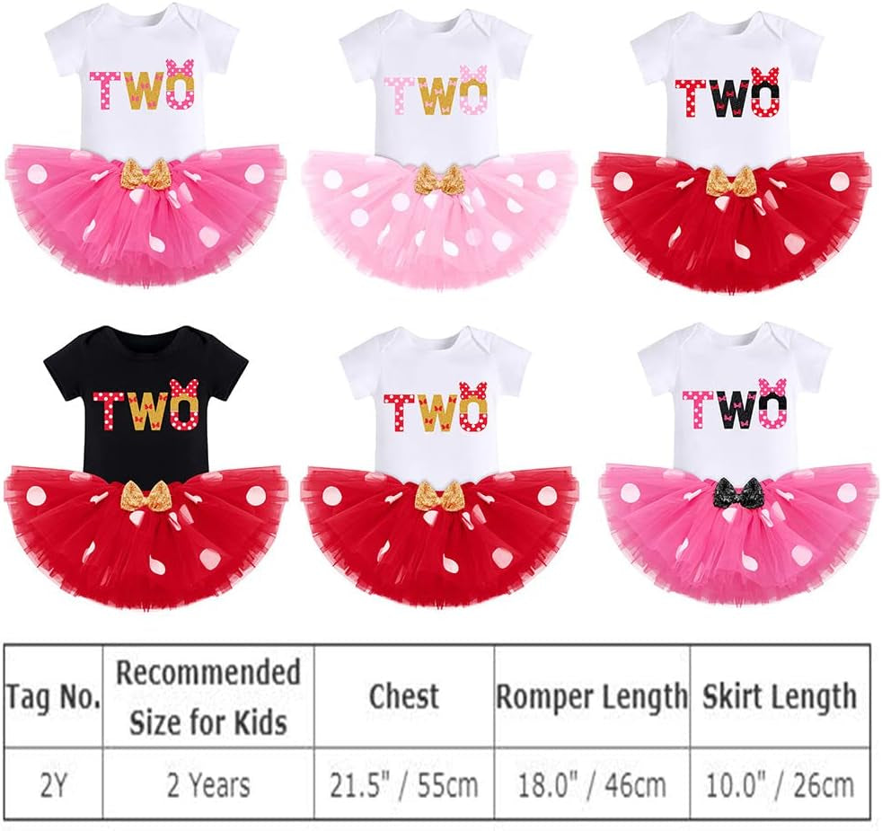 Baby Girls 1St 2Nd Birthday Outfit Polka Dots Romper Tutu Skirt Mouse Ears Headband Cake Smash Clothes for Photo Props
