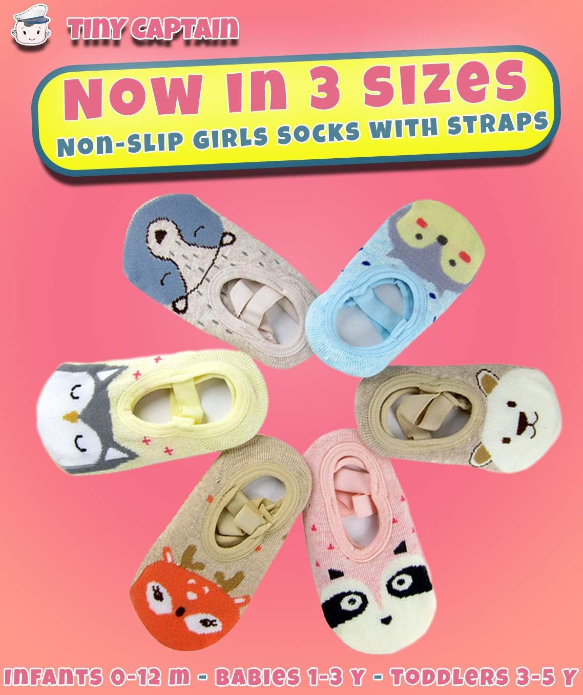 Baby Toddler Girls Grip Socks Gripper Straps Ages 1-3 Year Old anti Slip Animal Socks Age 1 Girls Gift Set