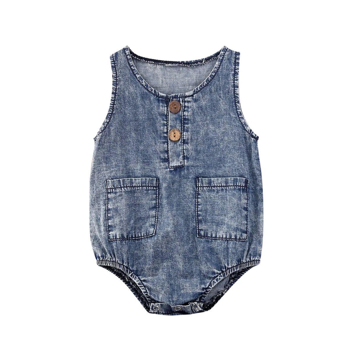 Summer Denim Rompers Toddler Newborn Baby Boys Girls Sleeveless Button Pocket Rompers Jumpsuits One-Piece Casual Outfit