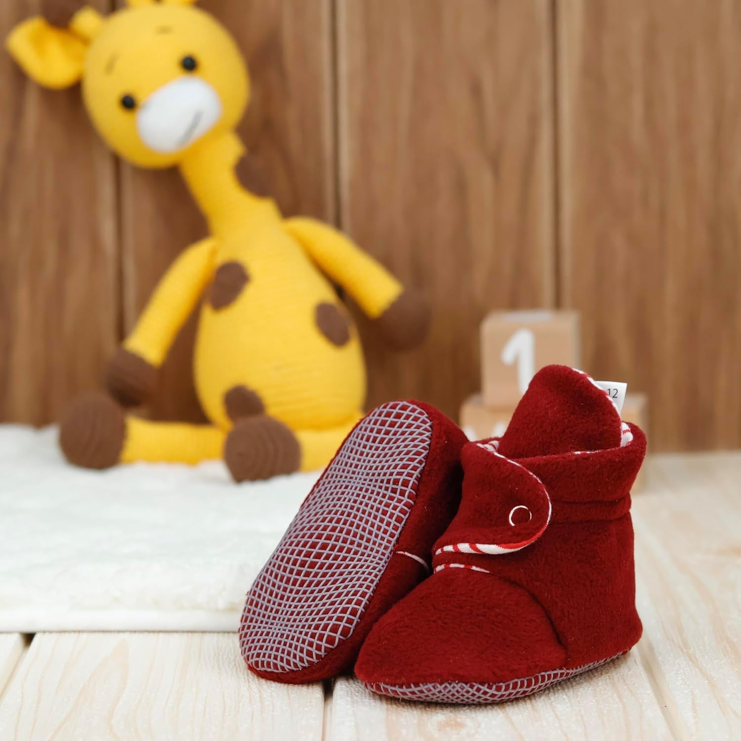 Mini Fleece Booties with Non Skid Bottom | Flexible | for Baby Boys Girls Toddlers