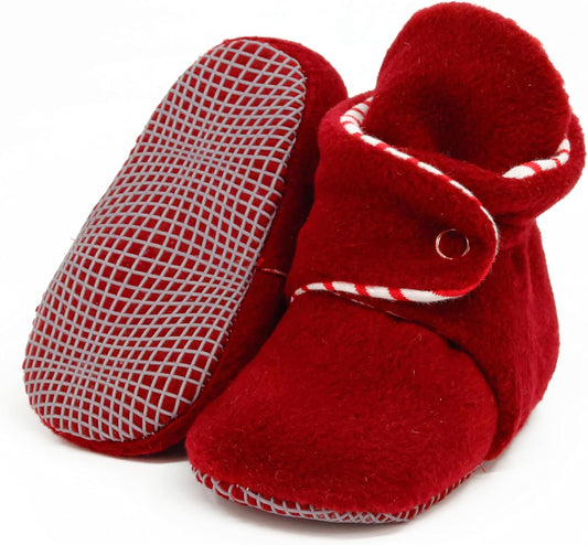 Mini Fleece Booties with Non Skid Bottom | Flexible | for Baby Boys Girls Toddlers