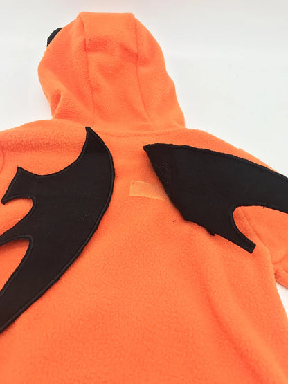 Baby Toddler Halloween Fleece Chic Pumpkin Costume Hooded Romper (90/12-18 Months)