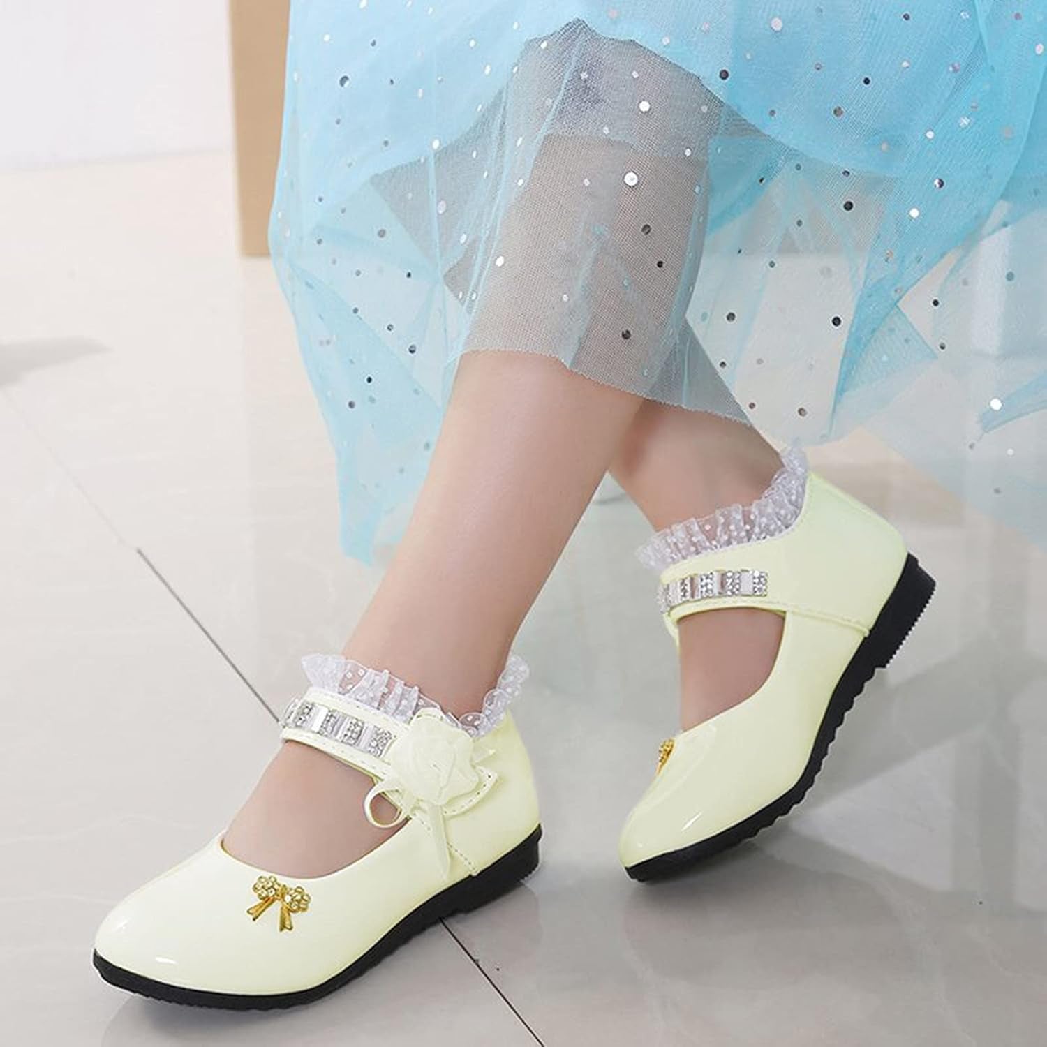 Shoes for Girls Comfortable PU Flats School Shoes for Girls Mary Jane Girls Princess Shoes Cute Girls Dress Shoes