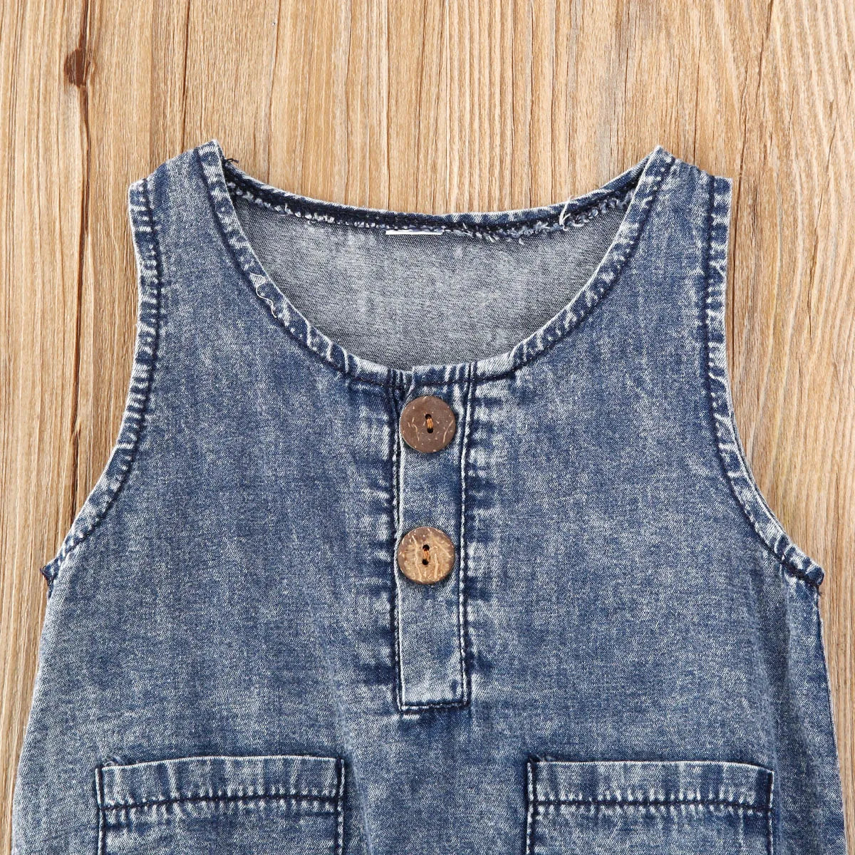 Summer Denim Rompers Toddler Newborn Baby Boys Girls Sleeveless Button Pocket Rompers Jumpsuits One-Piece Casual Outfit