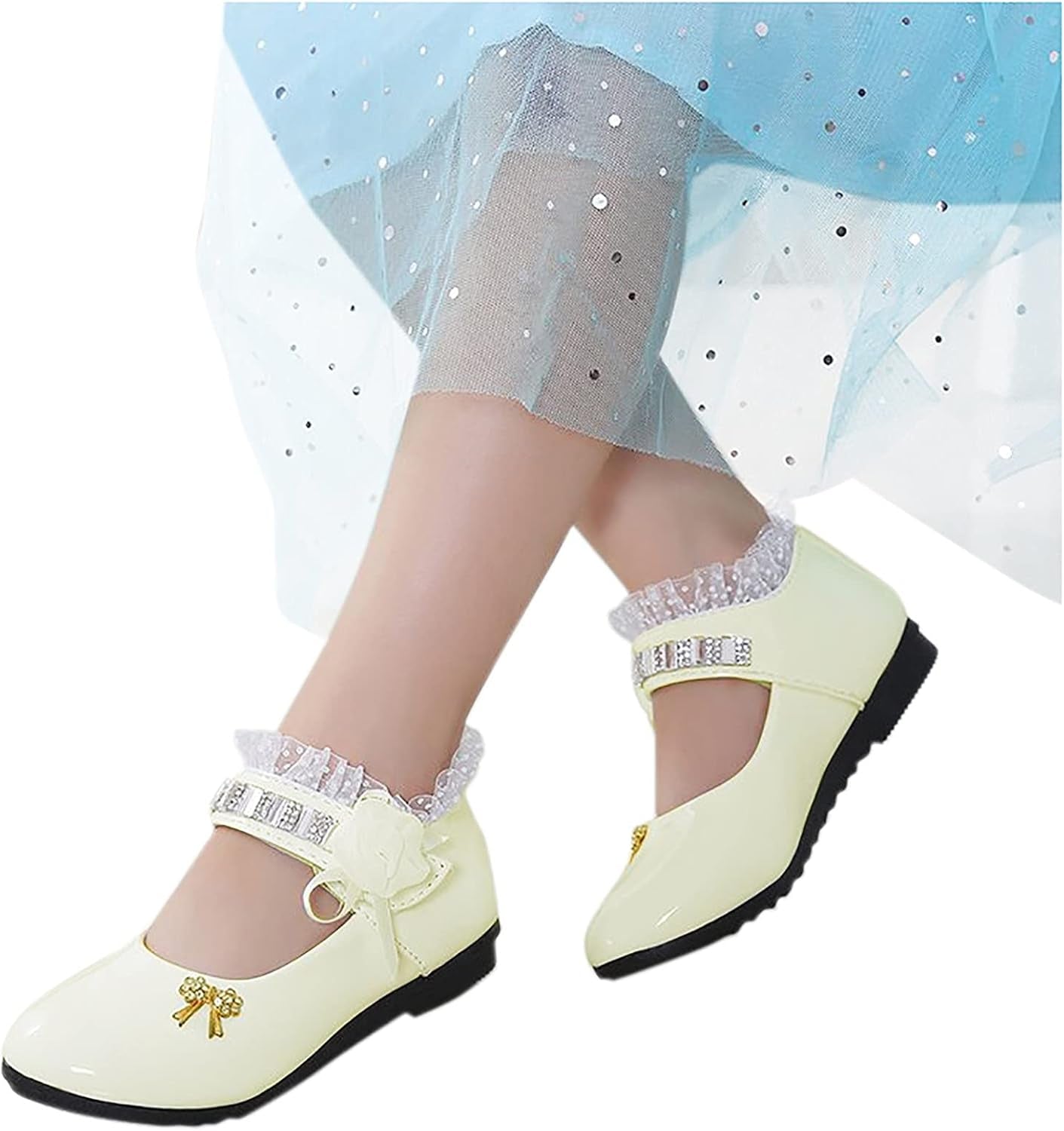 Shoes for Girls Comfortable PU Flats School Shoes for Girls Mary Jane Girls Princess Shoes Cute Girls Dress Shoes