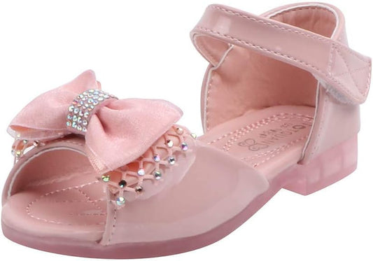 Shoes for Girls Comfortable PU Flats School Shoes for Girls Bowknot Party Princess Leather Shoes Sandals Ballerina Flats (Pink, 5-5.5Years)