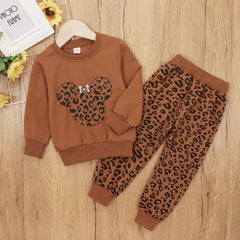 Toddler Baby Girl Leopard Clothes Long Sleeve Pullover Crew Neck Top Sweatshirt Pants Casual Fall Winter Outfits