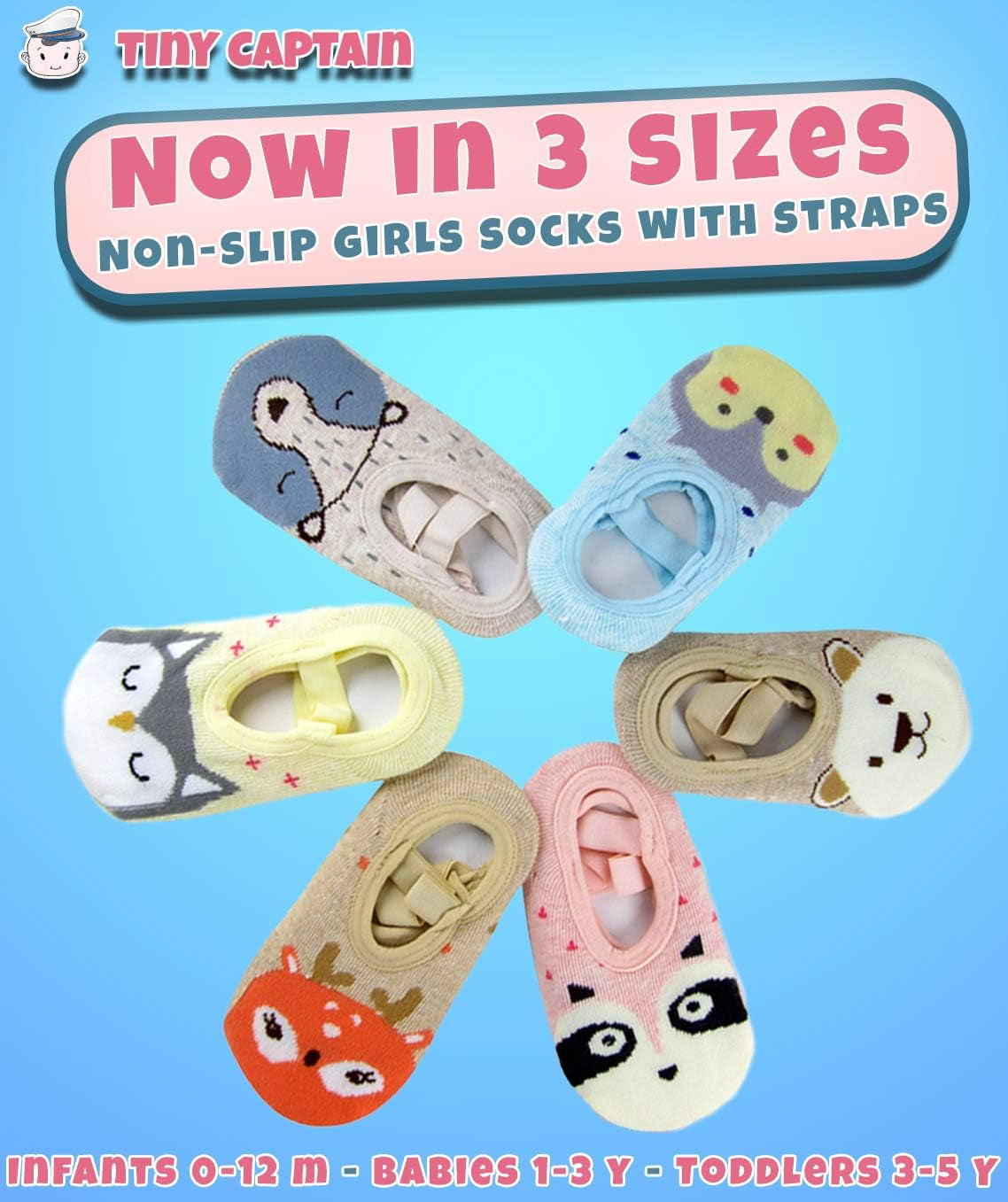 Baby Toddler Girls Grip Socks Gripper Straps Ages 1-3 Year Old anti Slip Animal Socks Age 1 Girls Gift Set