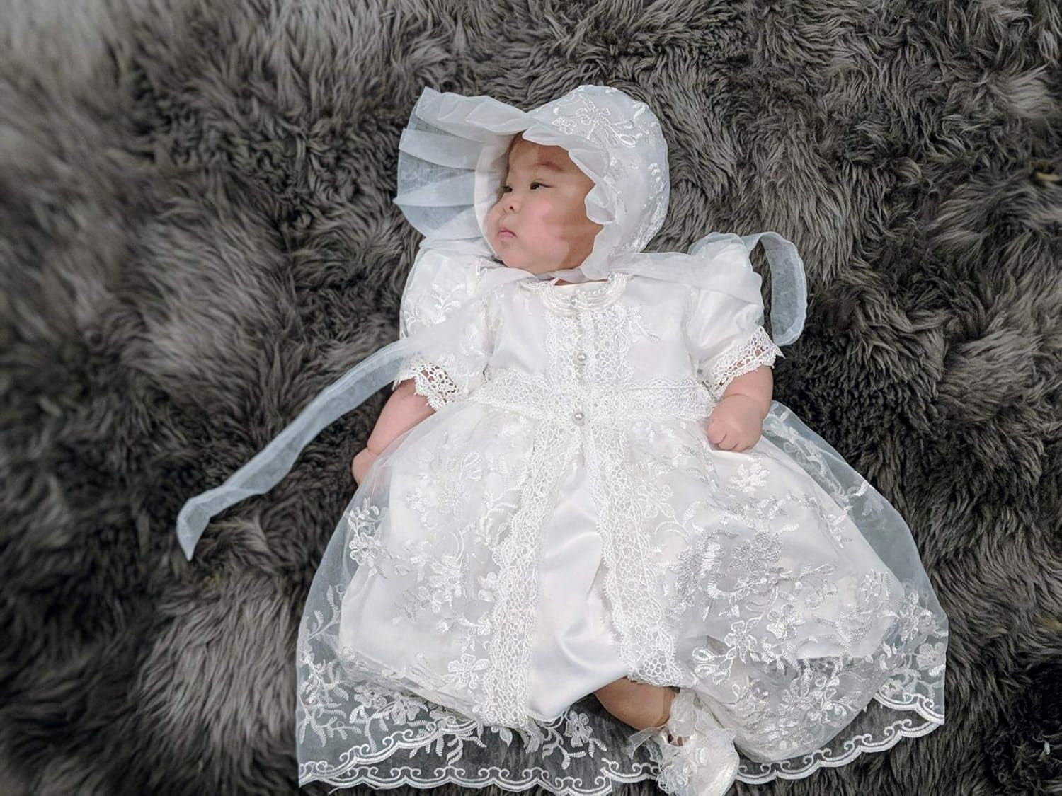Baby Girl Party Dress Christening Baptism Dresses Lace Princess Bow Formal Gown