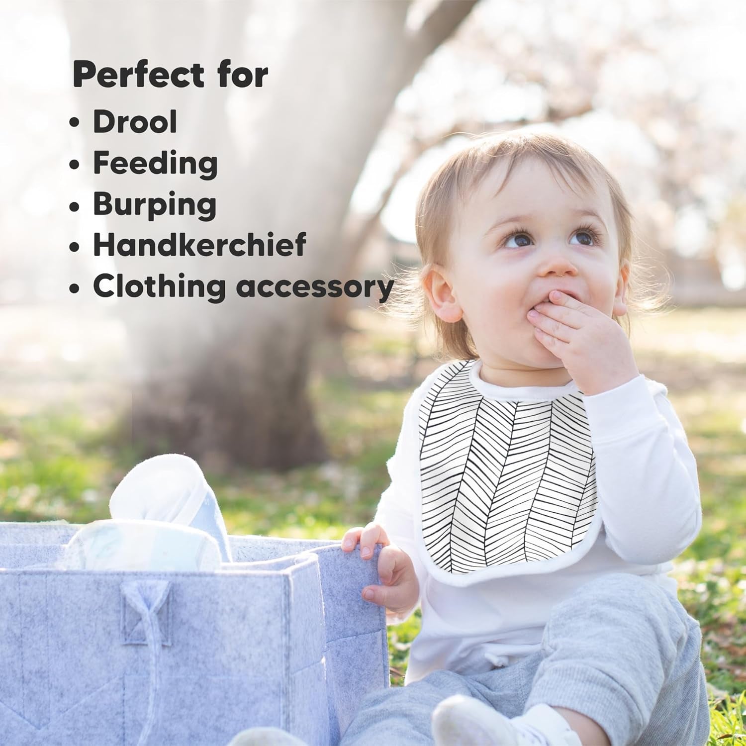 Organic Baby Bibs for Boys & Girls - Organic Cotton Teething Bib - Infant Bibs - Machine Washable Cloth Bib - 0-24 Months Baby Drool Bibs (Grayscale)