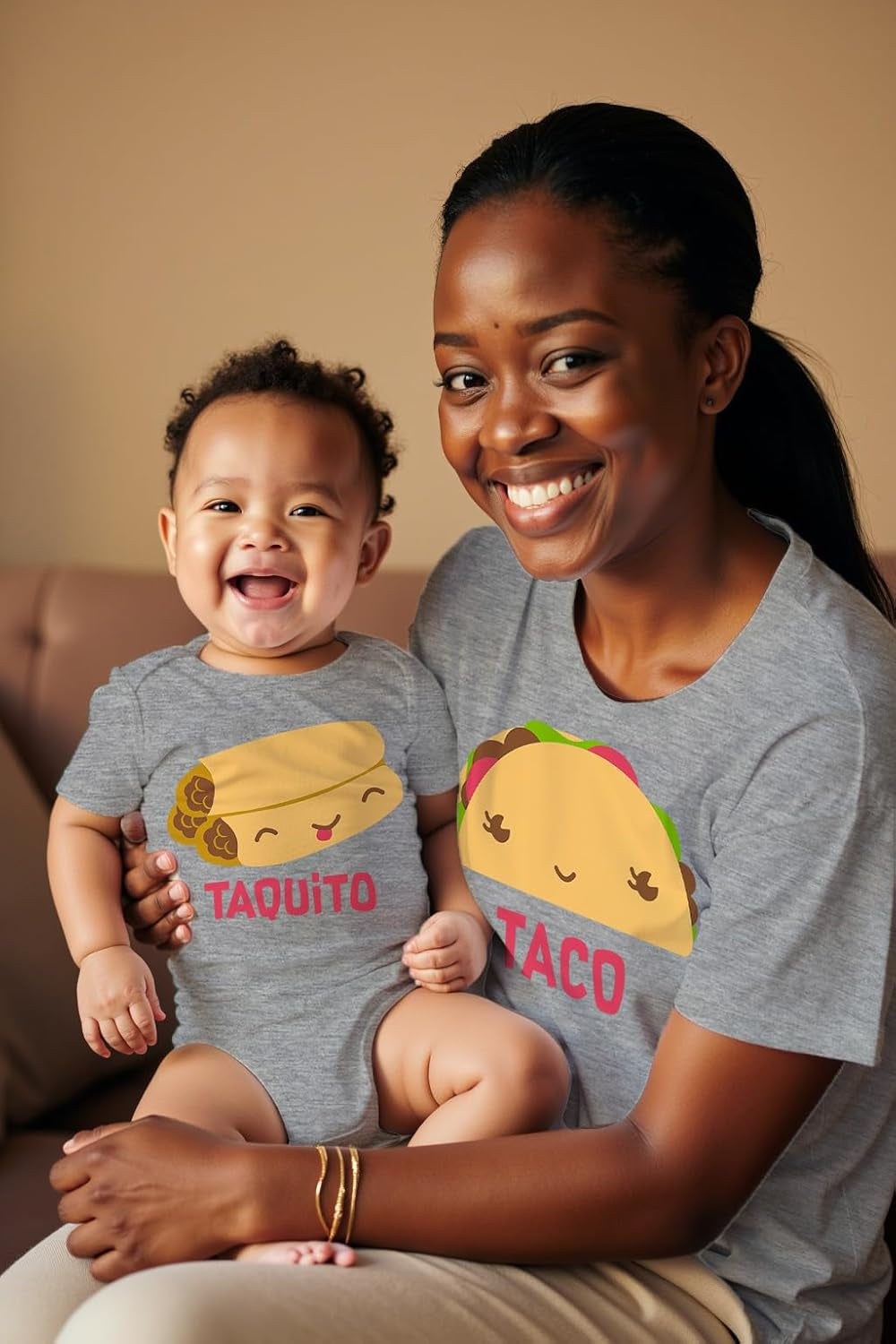 Taco & Taquito Baby Bodysuit & Women'S T-Shirt Set Mommy & Me Matching Outfit