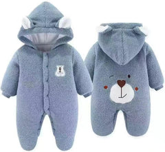 Newborn Fleece Footie Jumpsuit Hooded Warm Thicken Winter Outwear Snowsuit for Baby Girls and Boys
