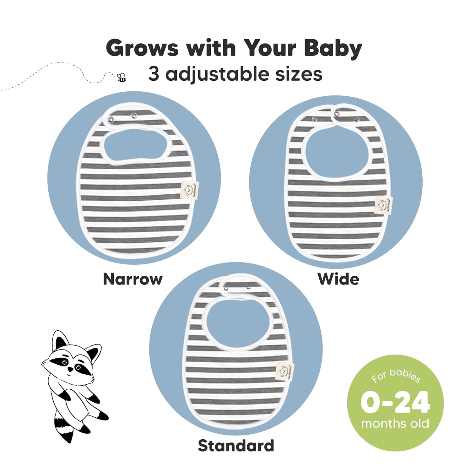Organic Baby Bibs for Boys & Girls - Organic Cotton Teething Bib - Infant Bibs - Machine Washable Cloth Bib - 0-24 Months Baby Drool Bibs (Grayscale)
