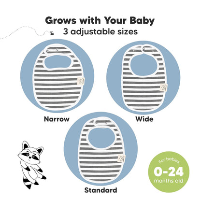 Organic Baby Bibs for Boys & Girls - Organic Cotton Teething Bib - Infant Bibs - Machine Washable Cloth Bib - 0-24 Months Baby Drool Bibs (Grayscale)